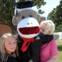 72 Inch Big Plush Giant Graduation Sock Monkey 6 Feet Tall wears Graduation Suit