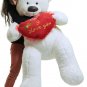 American Made Giant White 5 Foot Teddy Bear, Soft Big Plush I Love You Heart