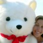 American Made Giant White Teddy Bear & I Love You Heart Pillow 42 Inches Soft