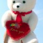 American Made Giant White Teddy Bear & I Love You Heart Pillow 42 Inches Soft