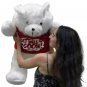 Get Well Soon Giant White Teddy Bear 3 ft Soft, Removable T-shirt Get Well Soon