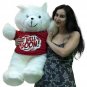 Get Well Soon Giant White Teddy Bear 3 ft Soft, Removable T-shirt Get Well Soon