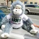 Big Plush Gray and White Gorilla, Wears T-shirt Somebody in the Army Loves You