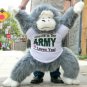 Big Plush Gray and White Gorilla, Wears T-shirt Somebody in the Army Loves You