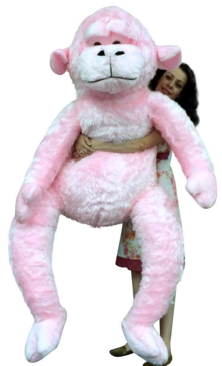 Giant Stuffed 6 Foot Pink Gorilla 72 Inch Soft Huge Plush Monkey Made in USA