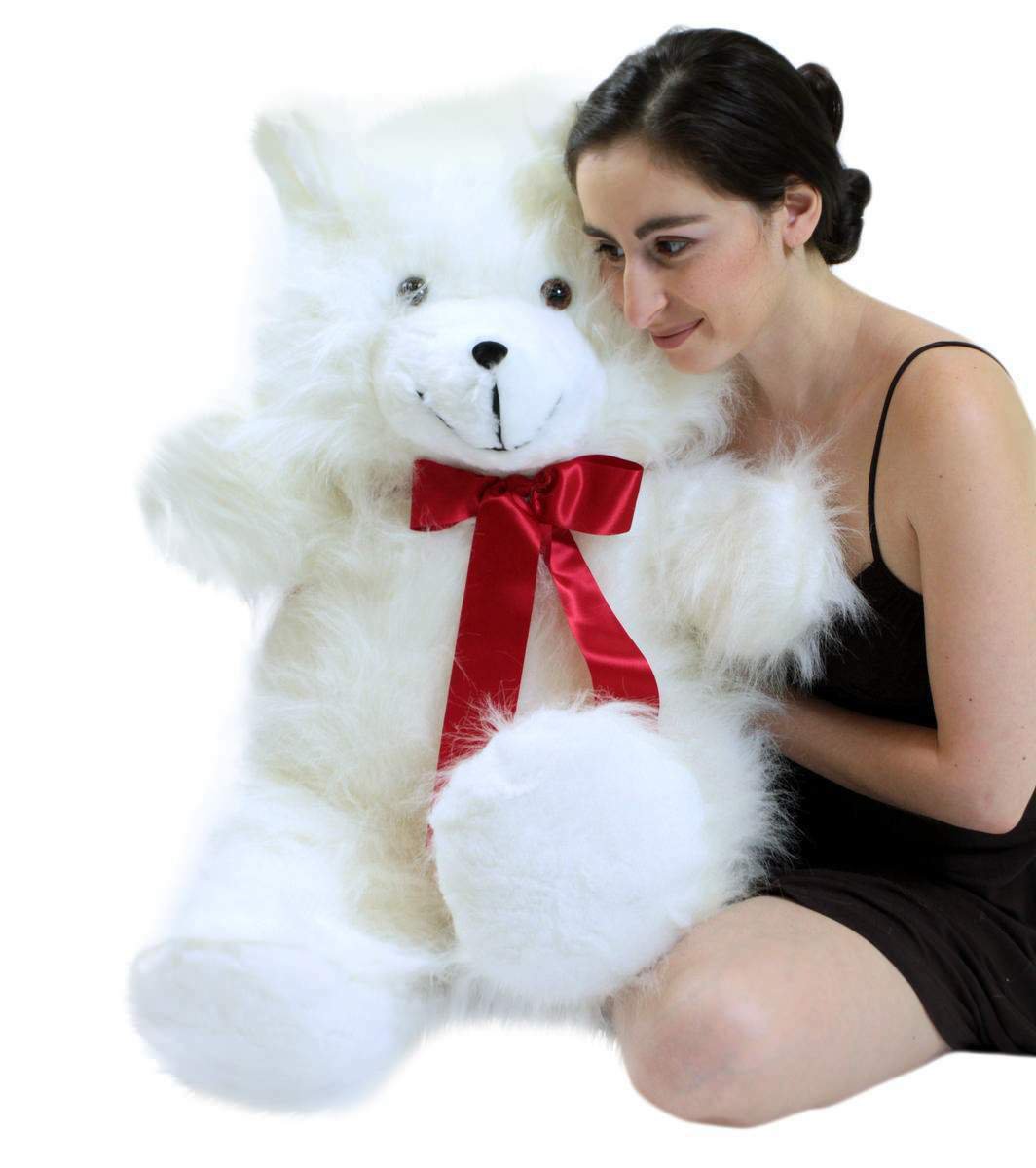 Jumbo 3 Foot Teddy Bear 36 Inch Soft White Teddybear Made in USA Brand New