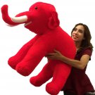 American Made Large Stuffed Red Elephant 36 Inches Big Plush Animal Made in USA
