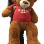 5 Foot Giant Teddy Bear 60 Inch Cinnamon Brown Color Wears HUGS & KISSES T-shirt