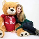Big Plush Giant 5 Foot Teddy Bear Wears Tshirt I LOVE YOU THIS MUCH