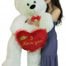 Valentine's Day Giant White Teddy Bear 52 Inch Soft Big Plush Bear I Love You