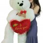 Valentine's Day Giant White Teddy Bear 52 Inch Soft Big Plush Bear I Love You