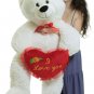 Valentine's Day Giant White Teddy Bear 52 Inch Soft Big Plush Bear I Love You