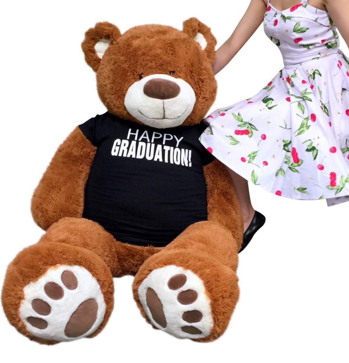 Big Plush 5 Foot Graduation Teddy Bear Soft, Cinnamon Color, Happy Graduation