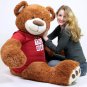 Big Plush Giant 5 Foot Teddy Bear Soft Wears T-shirt LET ME BE YOUR TEDDY BEAR