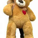 55 Inch Giant Teddy Bear Love Heart on Chest, Tan Soft New Big Plush Teddybear