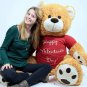 Big Plush Giant 5 Foot Teddy Bear Wears T-shirt that says HAPPY VALENTINES DAY