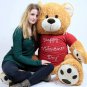 Big Plush Giant 5 Foot Teddy Bear Wears T-shirt that says HAPPY VALENTINES DAY