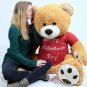 Big Plush Giant 5 Foot Teddy Bear Wears T-shirt that says HAPPY VALENTINES DAY