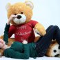 Big Plush Giant 5 Foot Teddy Bear Wears T-shirt that says HAPPY VALENTINES DAY