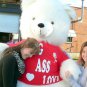 American Made 8 Foot Soft White Giant Teddy Bear Tshirt Says BIG ASS LOVE