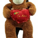 Te Amo Giant 5 Foot Brown Teddy Bear Soft I Love You Plush Holds Romantic Heart