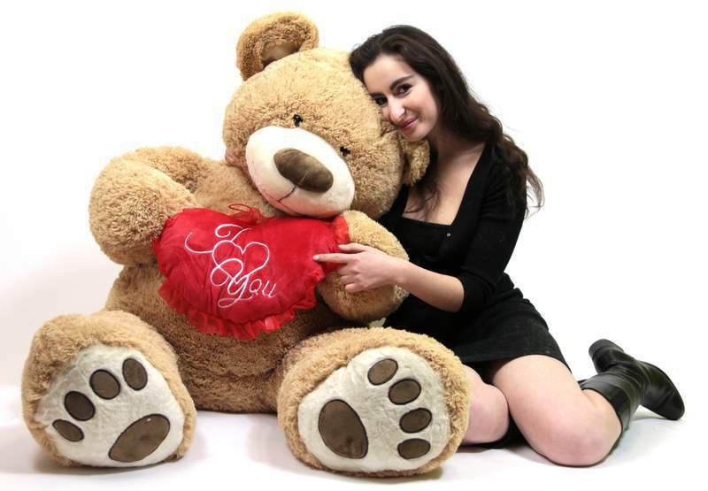 I Love You Giant Teddy Bear 5 Foot Soft Teddybear with Heart Pillow Brand New