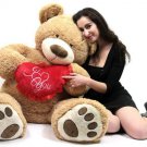 I Love You Giant Teddy Bear 5 Foot Soft Teddybear with Heart Pillow Brand New