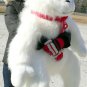 Personalized Giant Stuffed White Gorilla Monkey with Personalized Ribbon On Neck