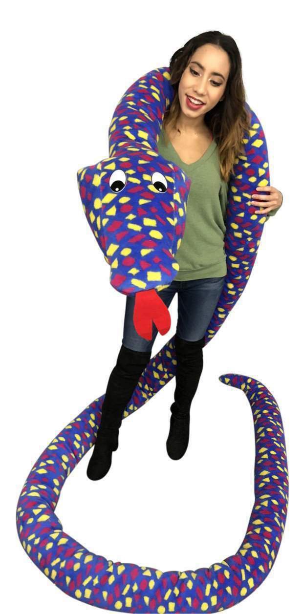 Big Plush 18 Foot Giant Stuffed Snake 216 Inches Soft Polka Dot Blue Yellow  Red