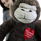 Giant Stuffed Love Monkey 40 inch Brown Soft Heart Every Beauty Deserves a Beast