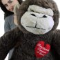 Giant Stuffed Love Monkey 40 inch Brown Soft Heart Every Beauty Deserves a Beast