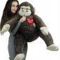 Giant Stuffed Love Monkey 40 inch Brown Soft Heart Every Beauty Deserves a Beast