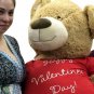 Giant 5 Foot Teddy Bear Soft Tan Lifesized, Wears T-Shirt HAPPY VALENTINES DAY