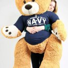 Big Plush Giant Soft 5ft Teddy Bear Wears Tshirt SOMEONE IN THE NAVY LOVES YOU