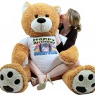 Giant Happy Birthday Teddy Bear 55 Inch Wears Tshirt HAPPY BIRTHDAY MONKEY FACE