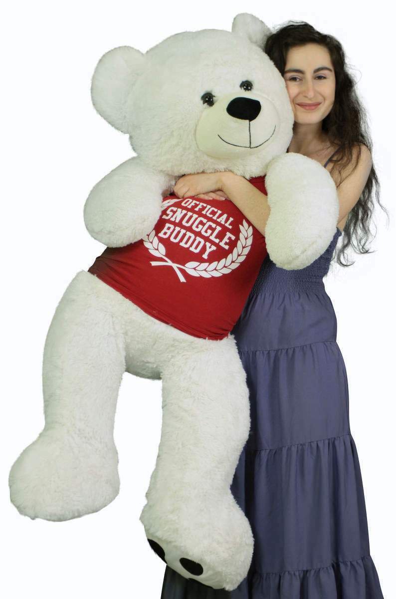 Valentine's Day Giant Teddy Bear 52 Inch Soft Wears Shirt Official Snuggle Buddy