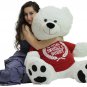 Valentine's Day Giant Teddy Bear 52 Inch Soft Wears Shirt Official Snuggle Buddy