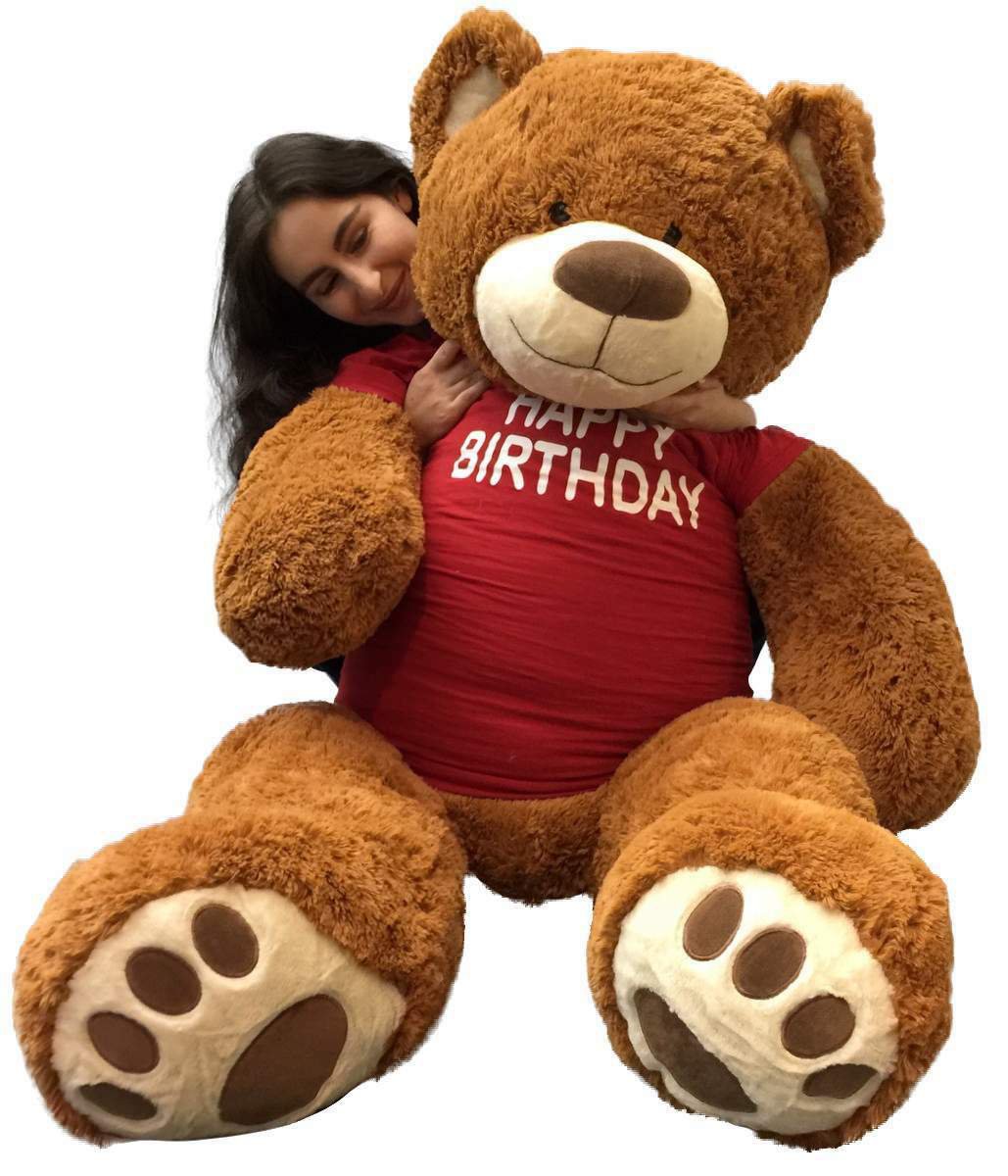 5 Foot Giant Teddy Bear 60 Inches Soft Cookie Dough Brown Color HAPPY BIRTHDAY