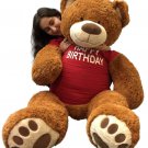 5 Foot Giant Teddy Bear 60 Inches Soft Cookie Dough Brown Color HAPPY BIRTHDAY