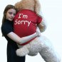 I'm Sorry Giant Stuffed Puppy Dog 5 Foot Soft Tan Wears T shirt I'M SORRY