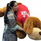 Romantic Giant Plush Puppy 5 feet long Soft, Wears  T-Shirt HE LOVES ME