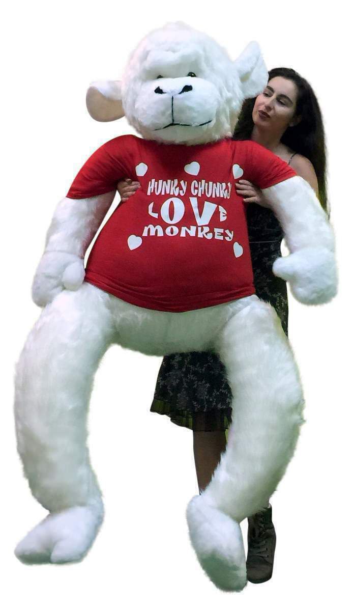 6 Foot Giant Stuffed White Gorilla Hunky Chunky Love Monkey Big Plush Valentine