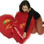 Personalized Extra Large Heart Pillow 42 Inches Soft Embroidered Rose I Love You