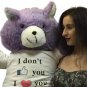 American Made Giant Purple Teddy Bear 36 Inches Wears I Dont Like You I Love You