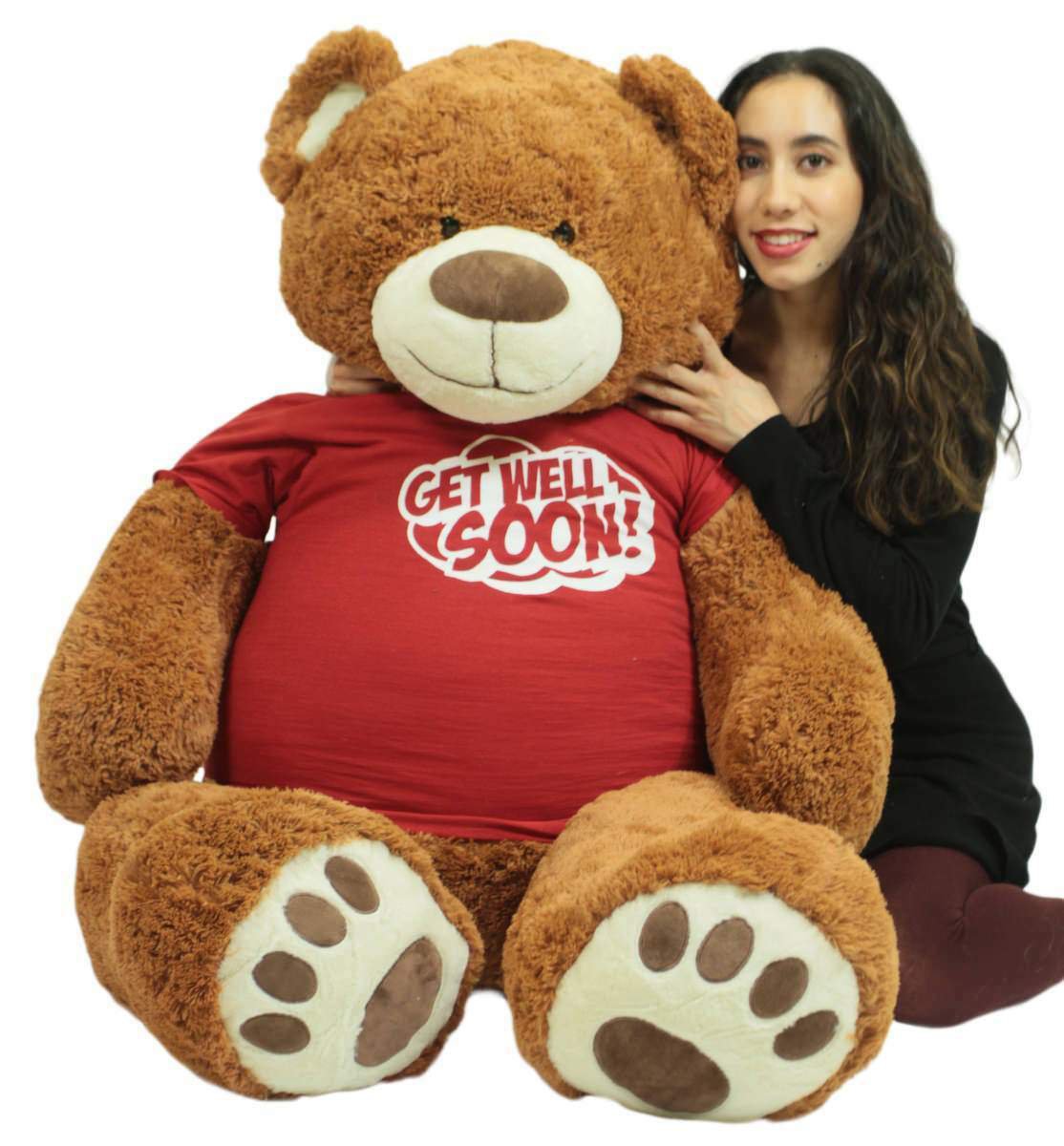 Get Well Soon Giant Teddy Bear 5 ft Soft 60 Inch, Wears T-shirt Get Well Soon