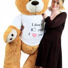 Big Plush Giant Love Teddy Bear 55 Inch Brown Tshirt I Don't Like You I Love You