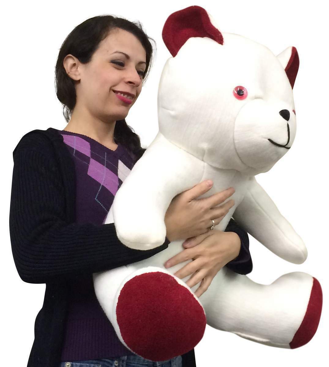 American Made Jumbo White Teddy Bear 24 Inch Big Stuffed Cuddle Buddy Brand New