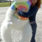 American Made Giant Stuffed White Gorilla 6 Foot Soft With RainbowTie Dye Shirt