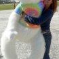 American Made Giant Stuffed White Gorilla 6 Foot Soft With RainbowTie Dye Shirt