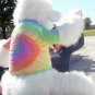 American Made Giant Stuffed White Gorilla 6 Foot Soft With RainbowTie Dye Shirt